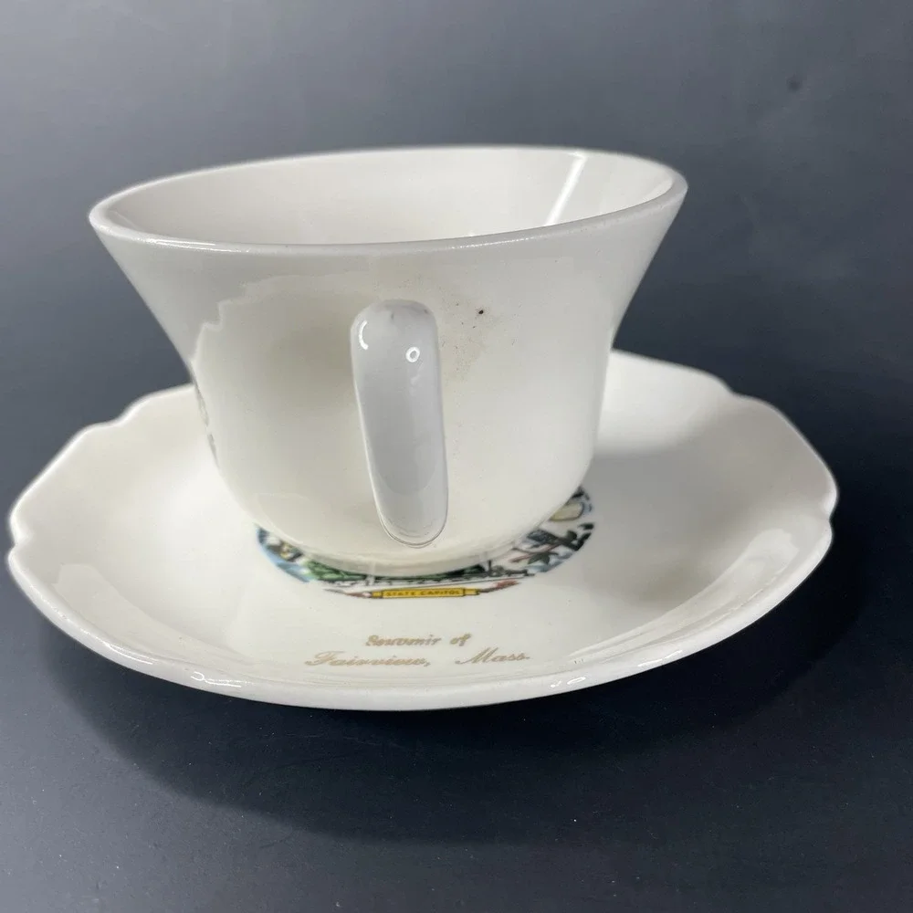 Vtg Massachusetts The‎ Bay State Souvenir Tea Cup and Saucer